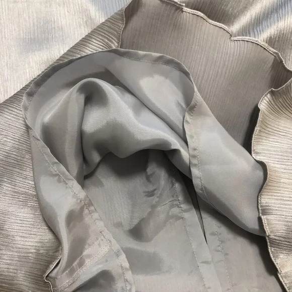 Vintage Silk Luxe Sunny Choi Silver Sheath Sleeveless Dress Ruffle Hem Size 10 - Picture 7 of 9